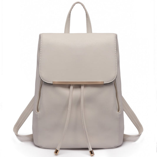 E1669 - MISS LULU FAUX LEATHER STYLISH FASHION BACKPACK - LIGHT GREY - The Baggage Shop