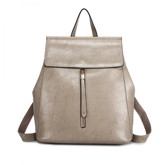 E6833 - MISS LULU VINTAGE OIL-WAX FAUX LEATHER BACKPACK - GREY - The Baggage Shop