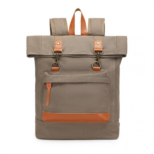EB2303 - KONO LARGE CAPACITY CANVAS CASUAL TRAVEL BACKPACK - KHAKI - The Baggage Shop