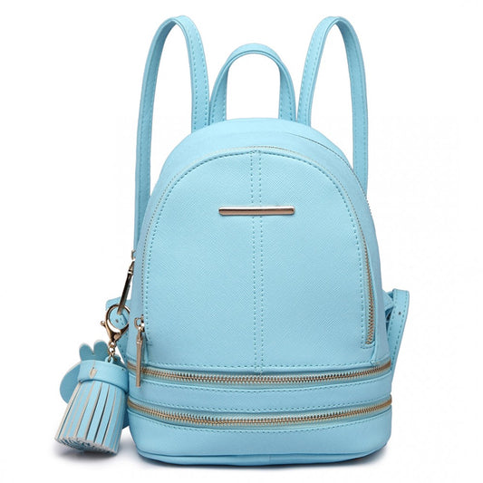 LT1705 - MISS LULU PU LEATHER LOOK SMALL FASHION BACKPACK - BLACK - The Baggage Shop