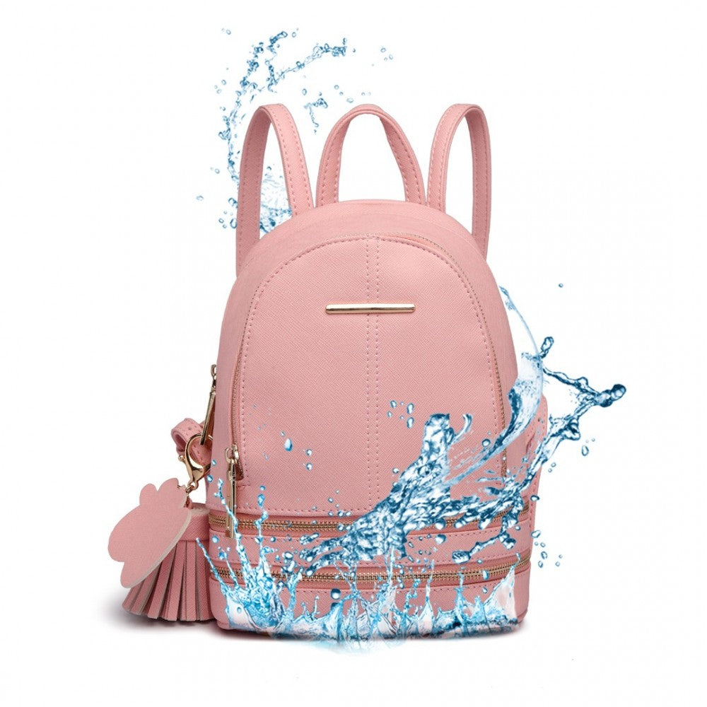 LT1705 - MISS LULU PU LEATHER LOOK SMALL FASHION BACKPACK - PINK - The Baggage Shop