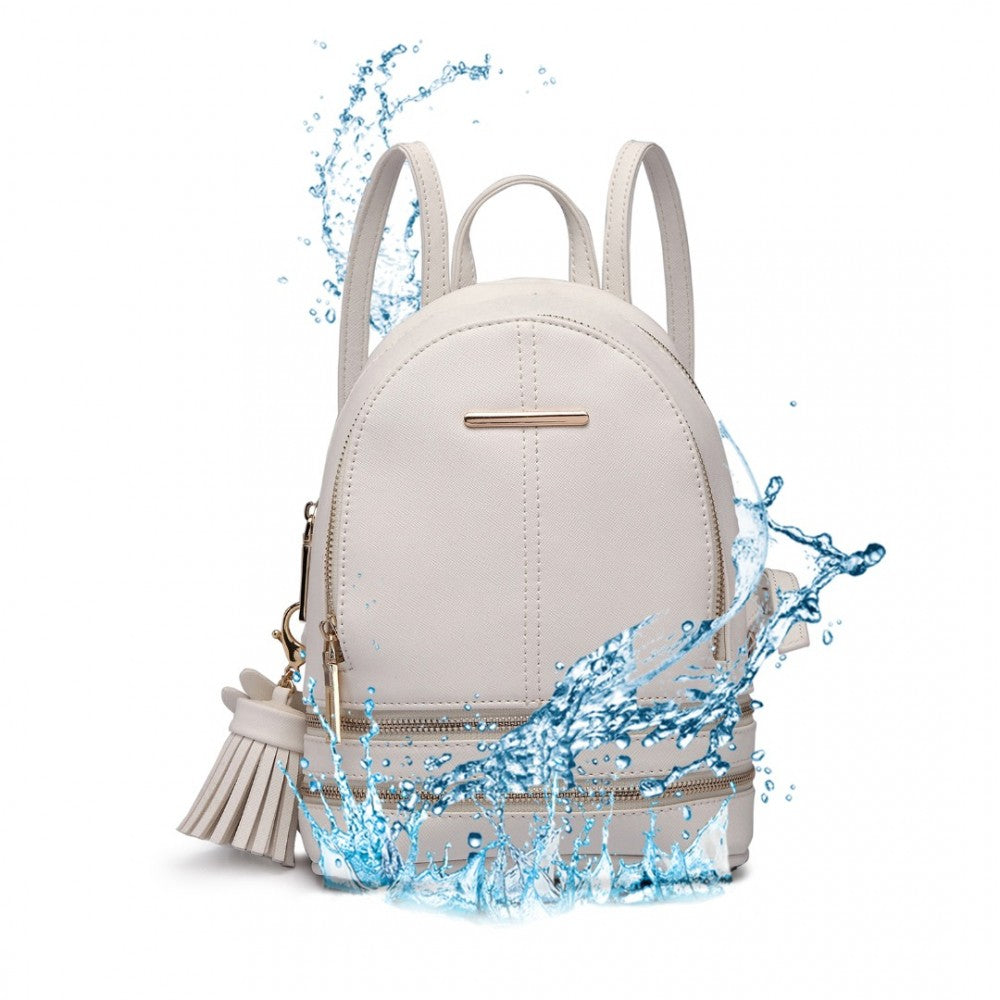 LT1705 - MISS LULU PU LEATHER LOOK SMALL FASHION BACKPACK - WHITE - The Baggage Shop