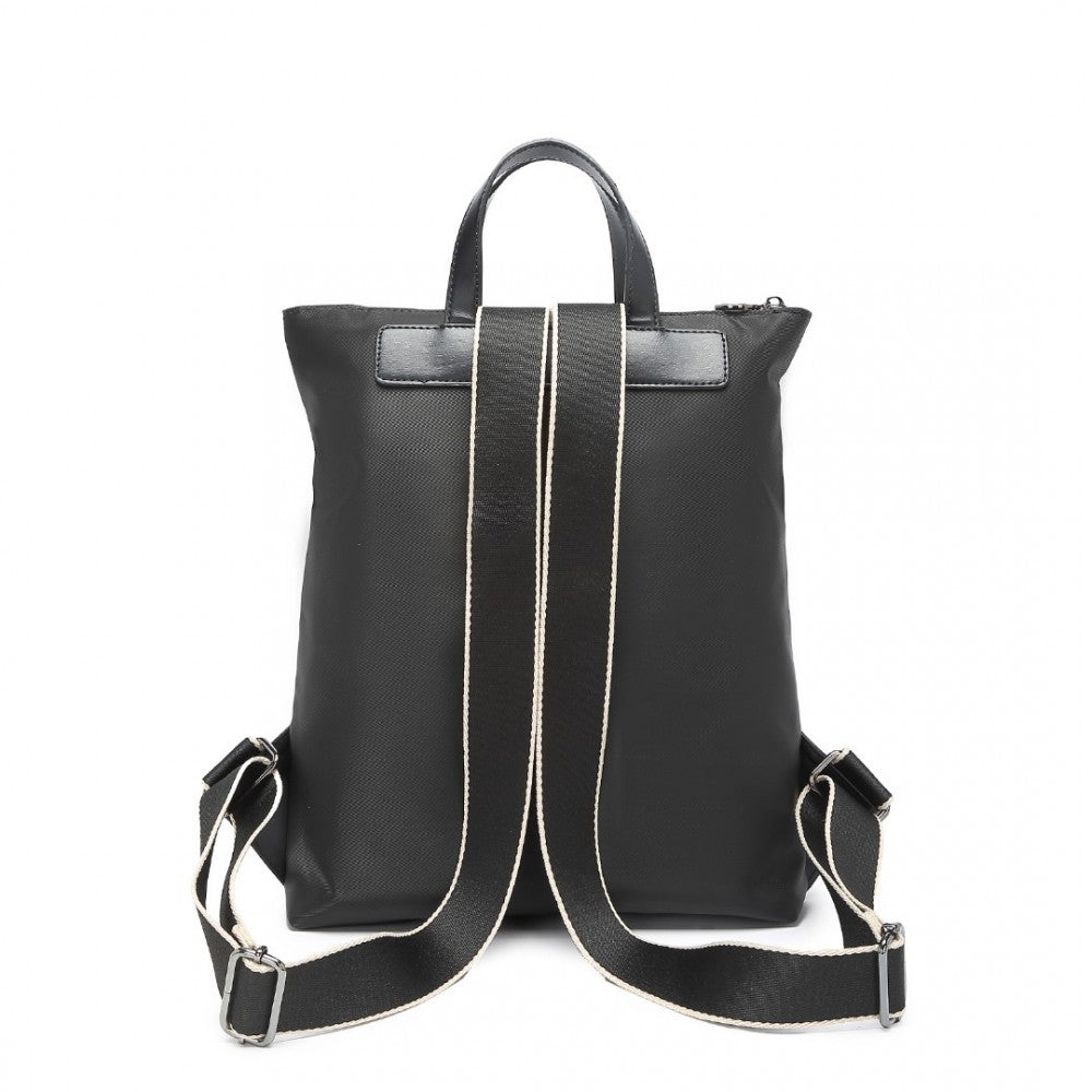 LT2355 - MISS LULU SIGNATURE STYLE BACKPACK WITH UNIQUE DETAILS - BLACK - The Baggage Shop