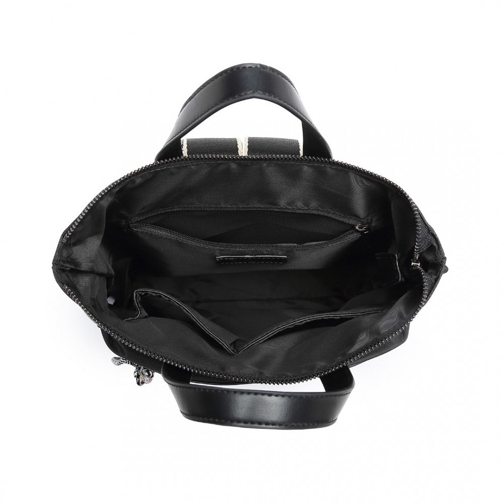 LT2355 - MISS LULU SIGNATURE STYLE BACKPACK WITH UNIQUE DETAILS - BLACK - The Baggage Shop