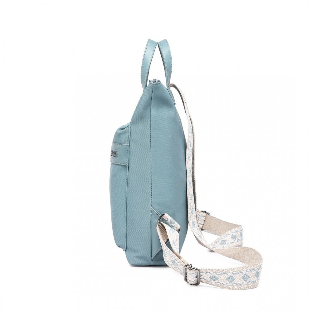 LT2355 - MISS LULU SIGNATURE STYLE BACKPACK WITH UNIQUE DETAILS - BLUE - The Baggage Shop