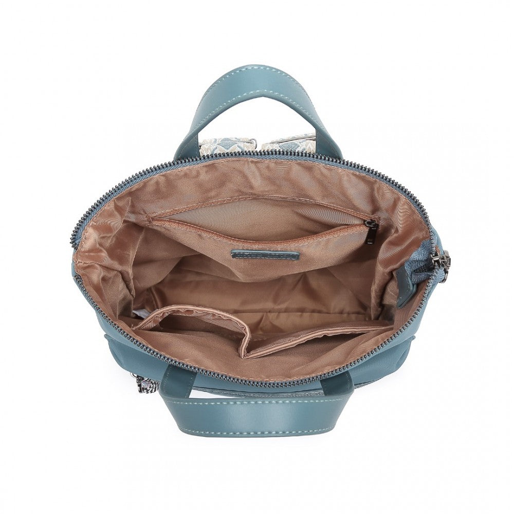LT2355 - MISS LULU SIGNATURE STYLE BACKPACK WITH UNIQUE DETAILS - BLUE - The Baggage Shop