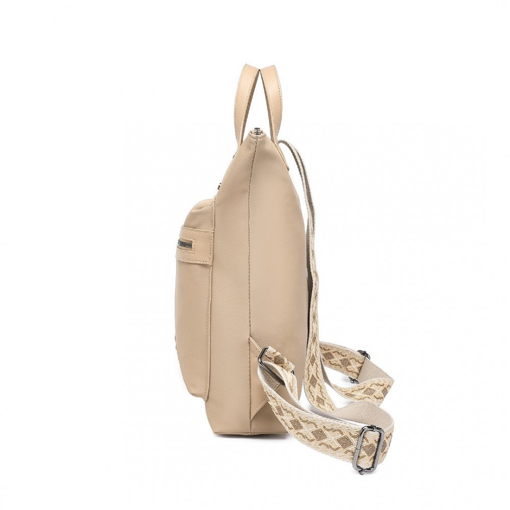 LT2355 - MISS LULU SIGNATURE STYLE BACKPACK WITH UNIQUE DETAILS - KHAKI - The Baggage Shop