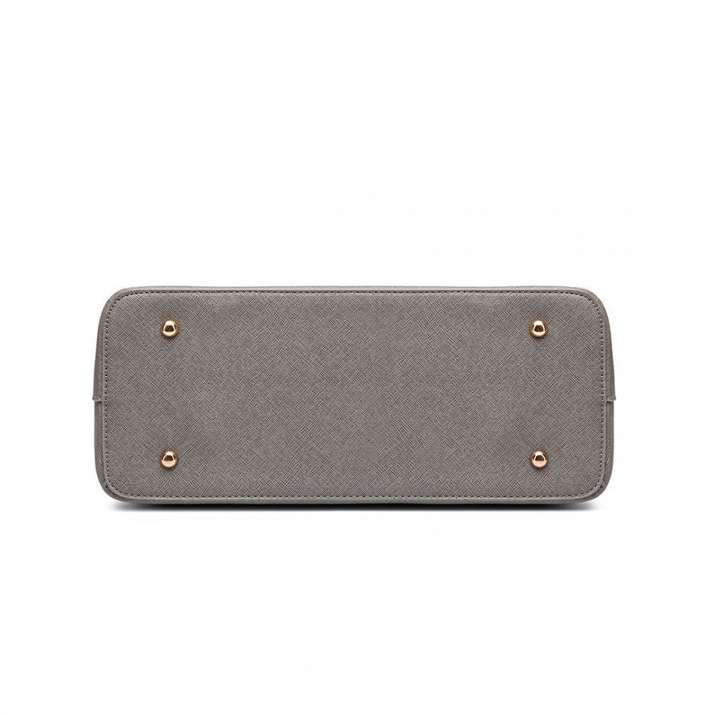 LT6648 - MISS LULU THREE PIECE TOTE SHOULDER BAG AND CLUTCH - GREY - The Baggage Shop