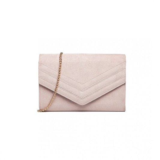 LP1963 - MISS LULU CHEVRON ENVELOPE CLUTCH BAG - PINK - The Baggage Shop