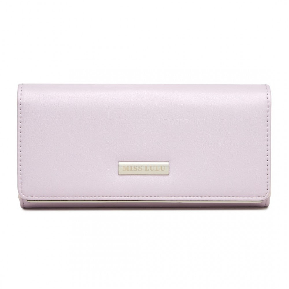 WTM2454 - MISS LULU SLEEK AND ELEGANT LONG WALLET FOR WOMEN– A TIMELESS ACCESSORY - PURPLE - The Baggage Shop
