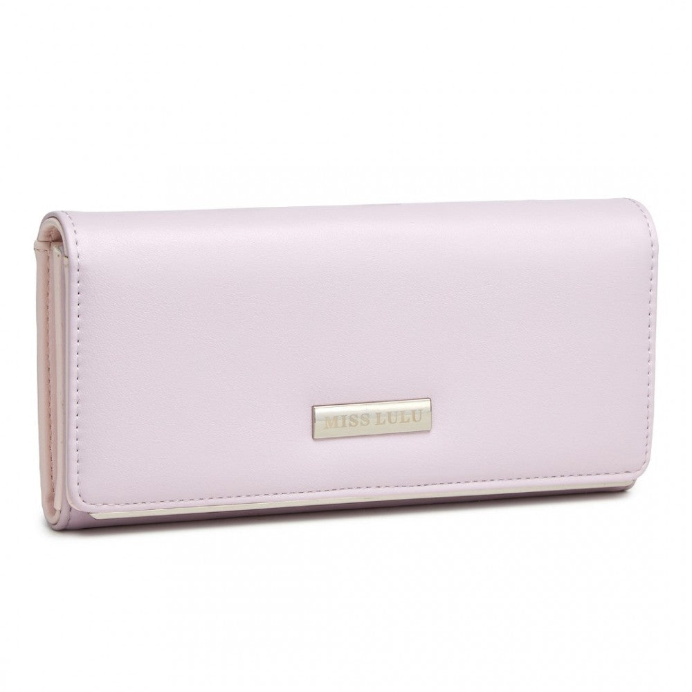 WTM2454 - MISS LULU SLEEK AND ELEGANT LONG WALLET FOR WOMEN– A TIMELESS ACCESSORY - PURPLE - The Baggage Shop