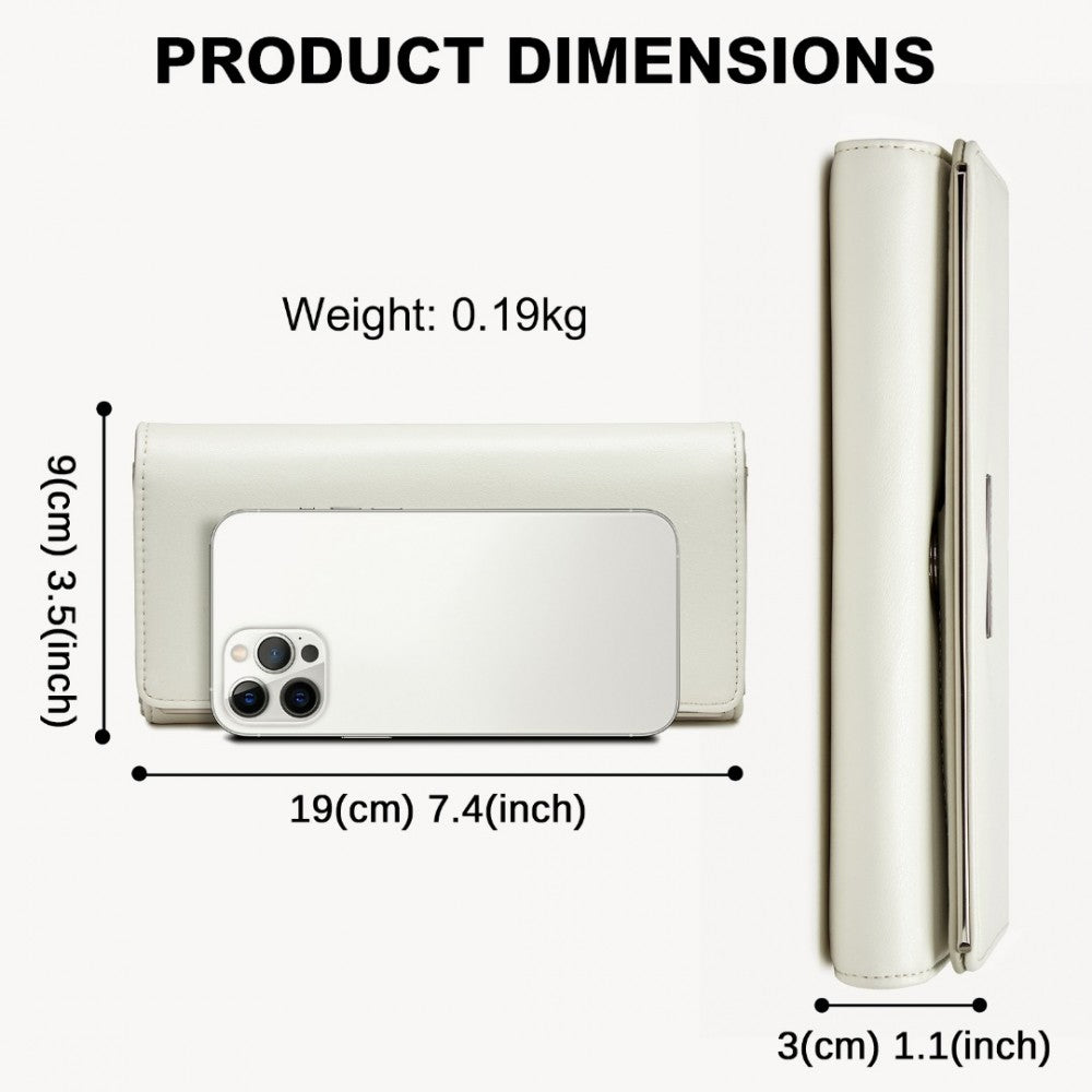 WTM2454 - MISS LULU SLEEK AND ELEGANT LONG WALLET FOR WOMEN– A TIMELESS ACCESSORY - WHITE - The Baggage Shop