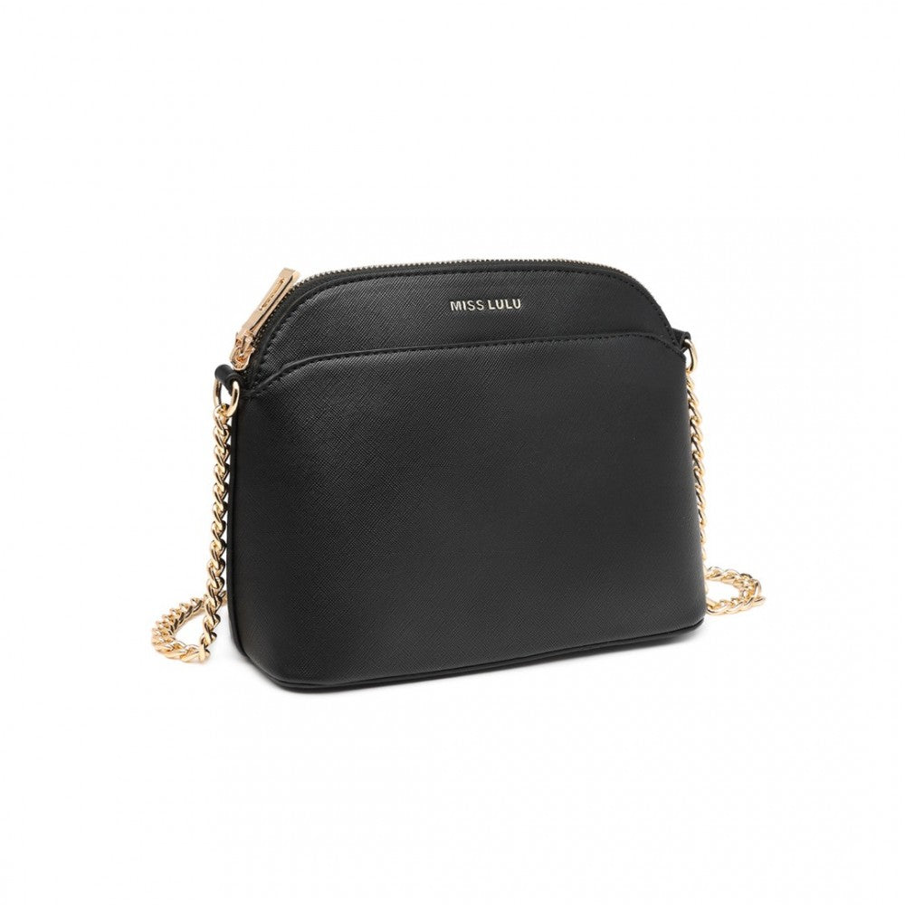 LT2101 - MISS LULU CROSS-BODY SLEEK HANDBAG - BLACK - The Baggage Shop