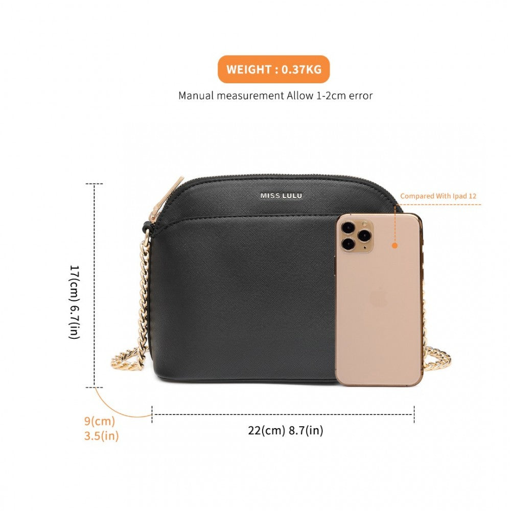 LT2101 - MISS LULU CROSS-BODY SLEEK HANDBAG - BLACK - The Baggage Shop