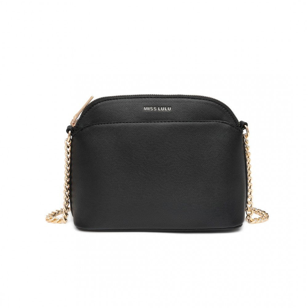 LT2101 - MISS LULU CROSS-BODY SLEEK HANDBAG - BLACK - The Baggage Shop