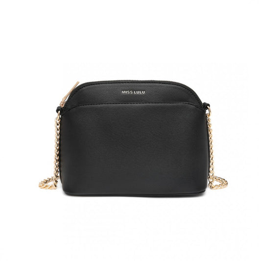LT2101 - MISS LULU CROSS-BODY SLEEK HANDBAG - BLACK - The Baggage Shop
