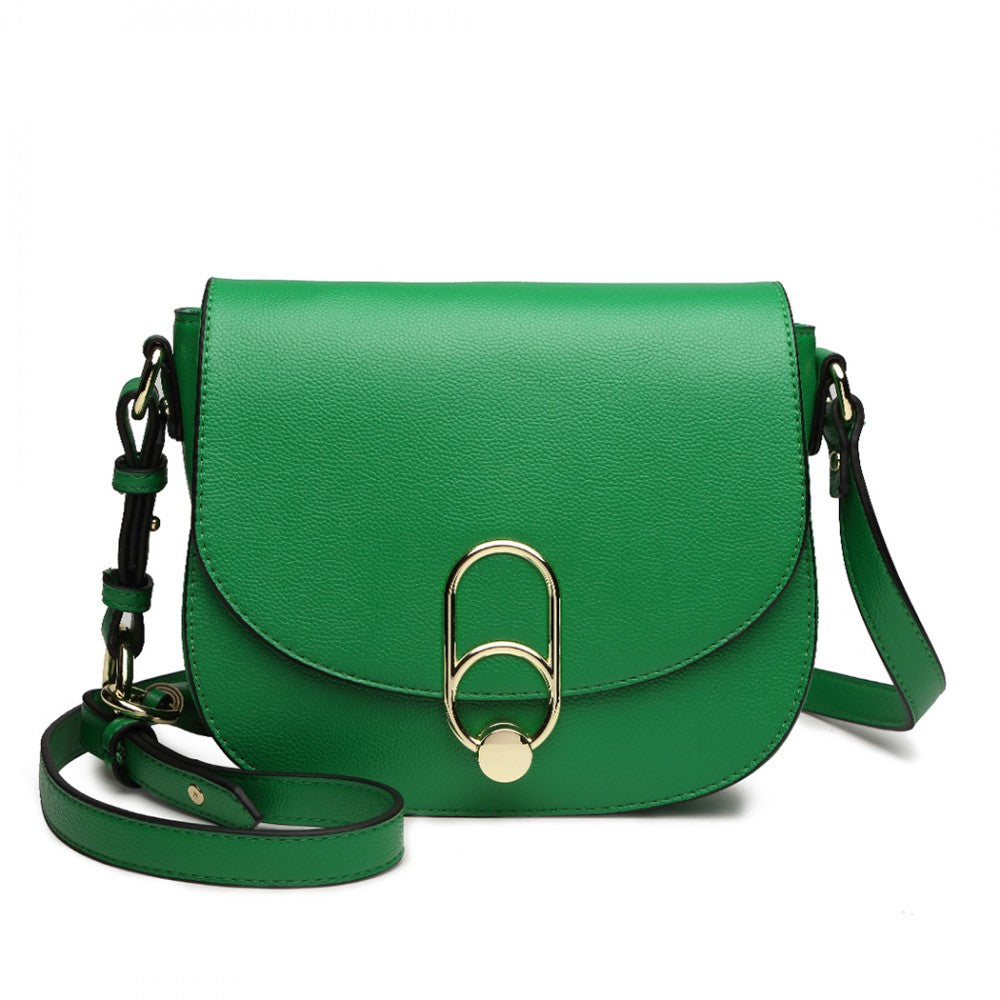 LZ1831 - MISS LULU CROSS BODY SADDLE BAG - GREEN - The Baggage Shop