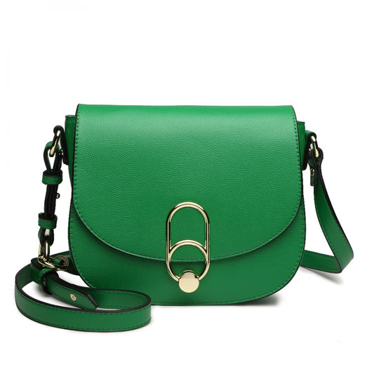 LZ1831 - MISS LULU CROSS BODY SADDLE BAG - GREEN - The Baggage Shop