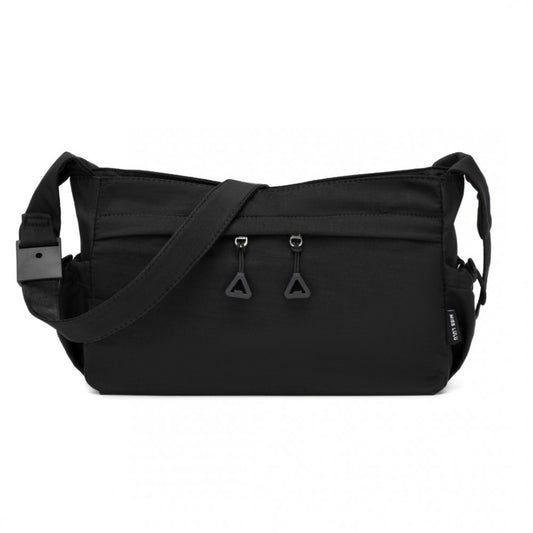 MSM2424 - MISS LULU ULTRA-LIGHT WATER-RESISTANT URBAN CASUAL COMMUTER CROSSBODY BAG - BLACK - The Baggage Shop