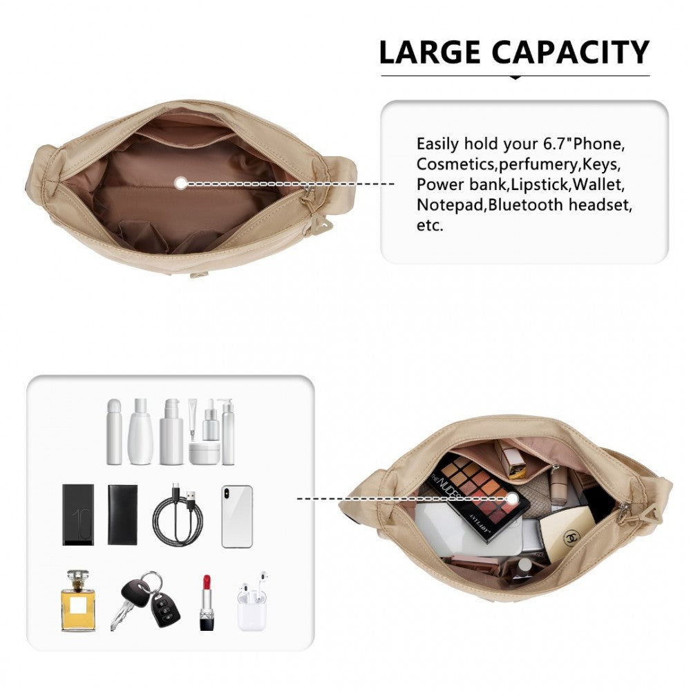 MSM2424 - MISS LULU ULTRA-LIGHT WATER-RESISTANT URBAN CASUAL COMMUTER CROSSBODY BAG - KHAKI - The Baggage Shop