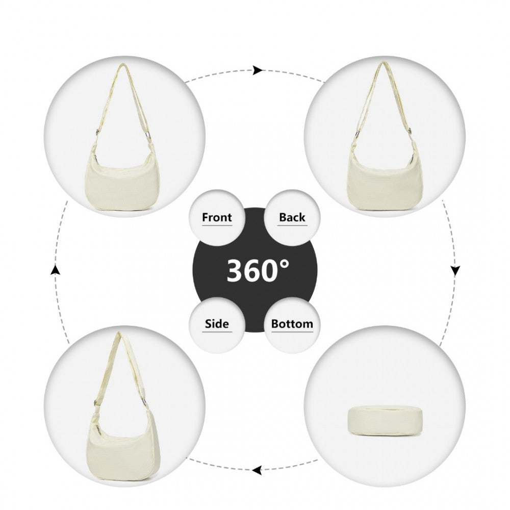 S2314 - WATER-RESISTANT PORTABLE CRESCENT SHOULDER CROSS BODY BAG - BEIGE - The Baggage Shop