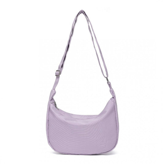 S2314 - WATER-RESISTANT PORTABLE CRESCENT SHOULDER CROSS BODY BAG - PURPLE - The Baggage Shop