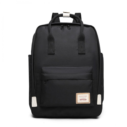 EB2017 - KONO LARGE POLYESTER LAPTOP BACKPACK - BLACK - The Baggage Shop