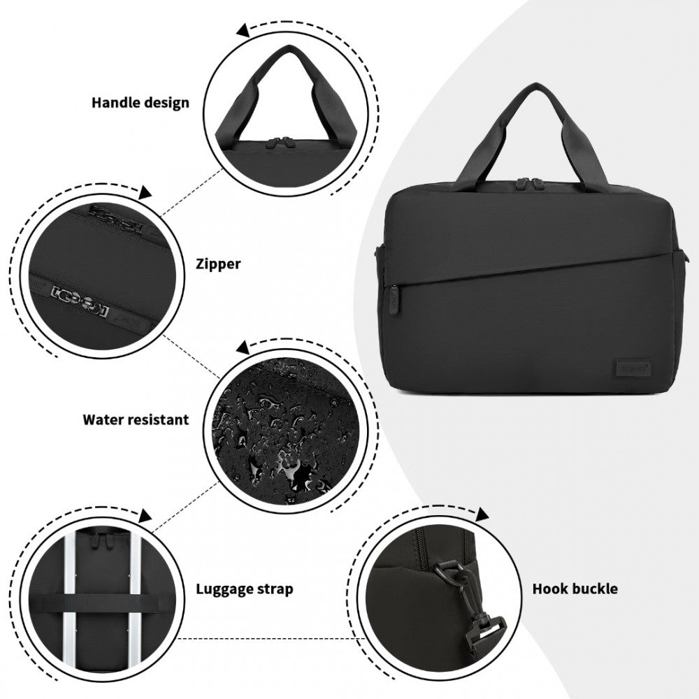TVK2444 - KONO WATER-RESISTANT TRAVEL BAG WITH LAPTOP SLEEVE MULTI-FUNCTIONAL TOTE FOR BUSINESS AND WEEKEND LARGE CAPACITY FOR MEN AND WOMEN - BLACK - The Baggage Shop