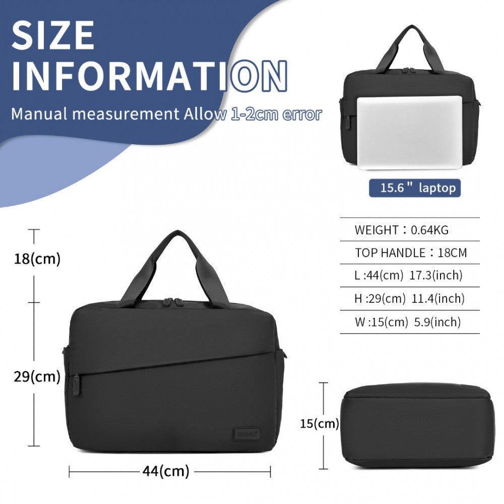 TVK2444 - KONO WATER-RESISTANT TRAVEL BAG WITH LAPTOP SLEEVE MULTI-FUNCTIONAL TOTE FOR BUSINESS AND WEEKEND LARGE CAPACITY FOR MEN AND WOMEN - BLACK - The Baggage Shop