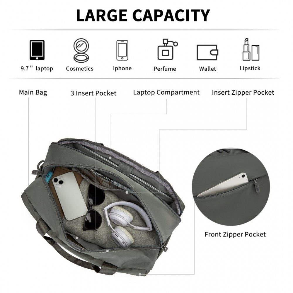 TVK2444 - KONO WATER-RESISTANT TRAVEL BAG WITH LAPTOP SLEEVE MULTI-FUNCTIONAL TOTE FOR BUSINESS AND WEEKEND LARGE CAPACITY FOR MEN AND WOMEN - GREY - The Baggage Shop