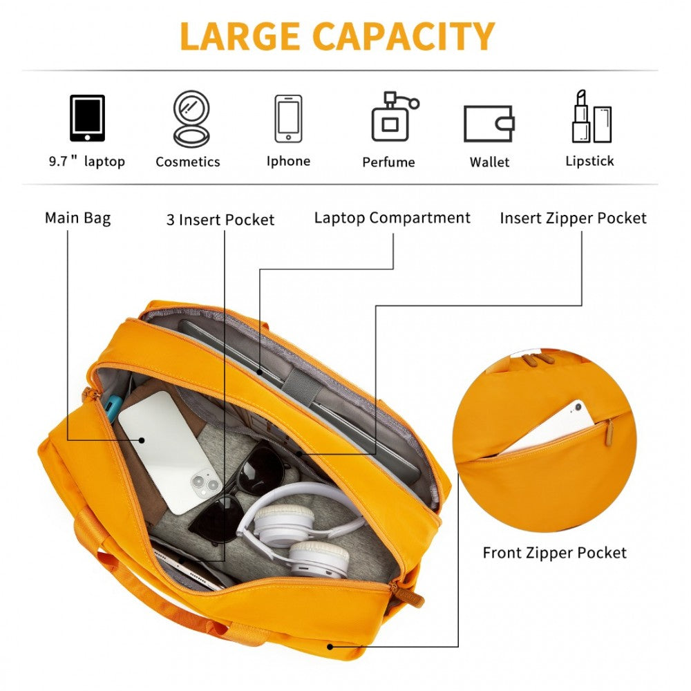 TVK2444 - KONO WATER-RESISTANT TRAVEL BAG WITH LAPTOP SLEEVE MULTI-FUNCTIONAL TOTE FOR BUSINESS AND WEEKEND LARGE CAPACITY FOR MEN AND WOMEN - YELLOW - The Baggage Shop